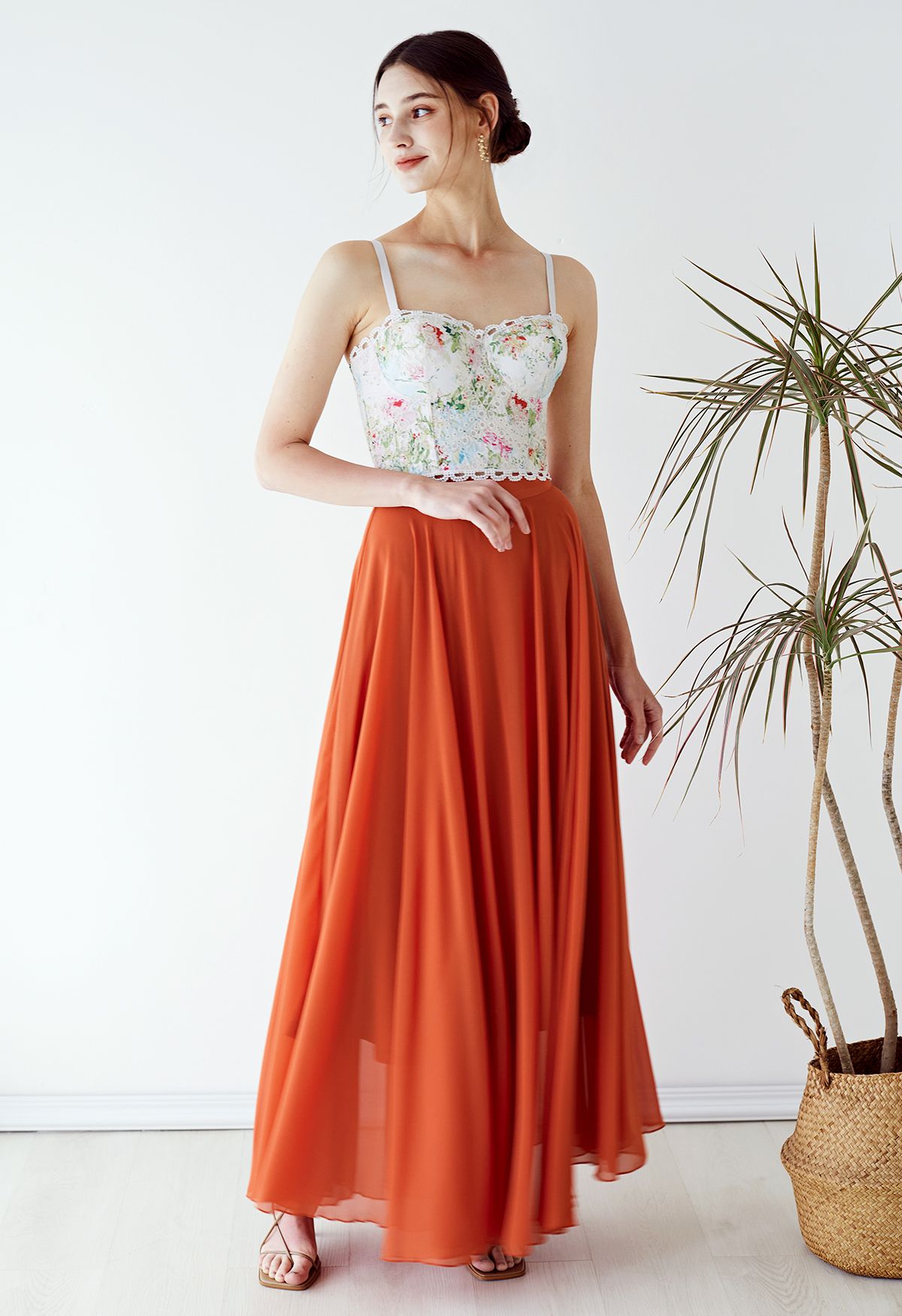 Timeless Favorite Chiffon Maxi Skirt in Orange