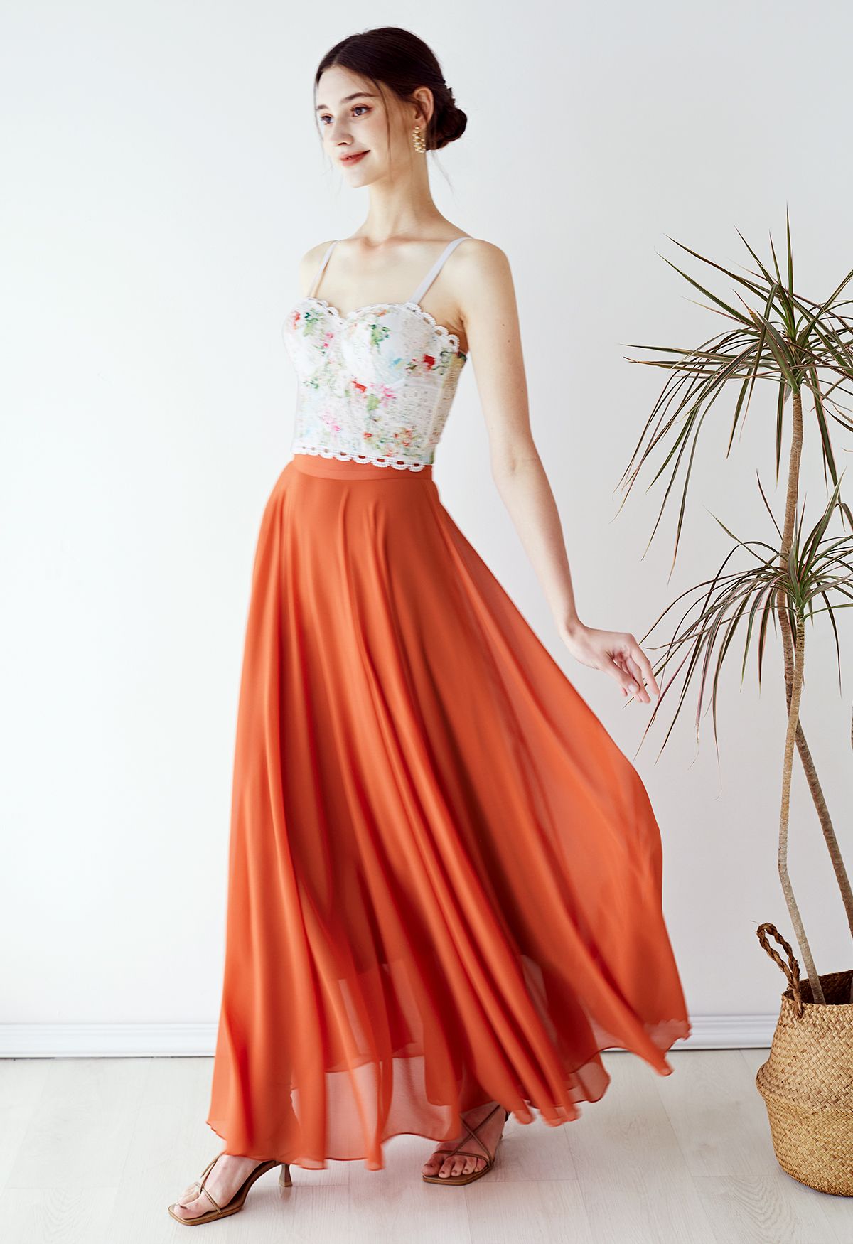 Timeless Favorite Chiffon Maxi Skirt in Orange