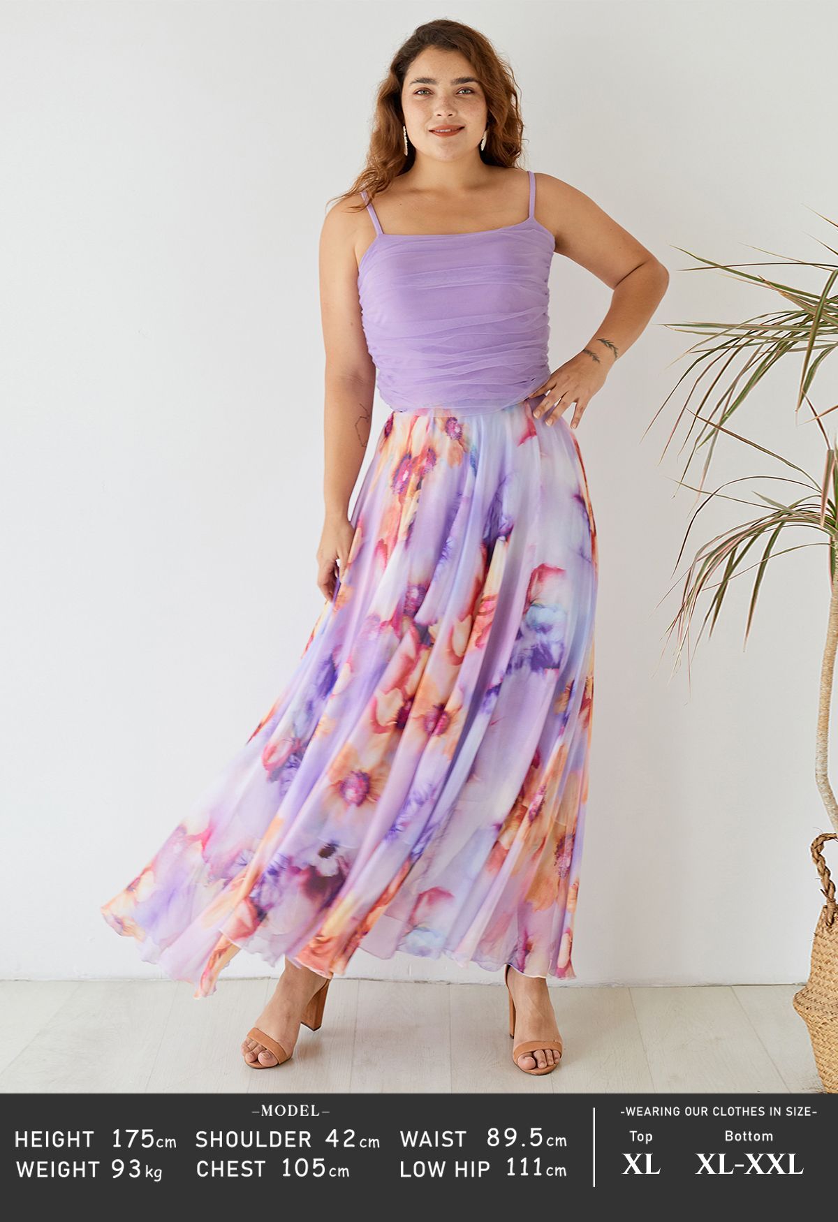 Lilac Petal Drift Flow Maxi Skirt