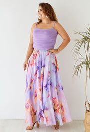Lilac Petal Drift Flow Maxi Skirt