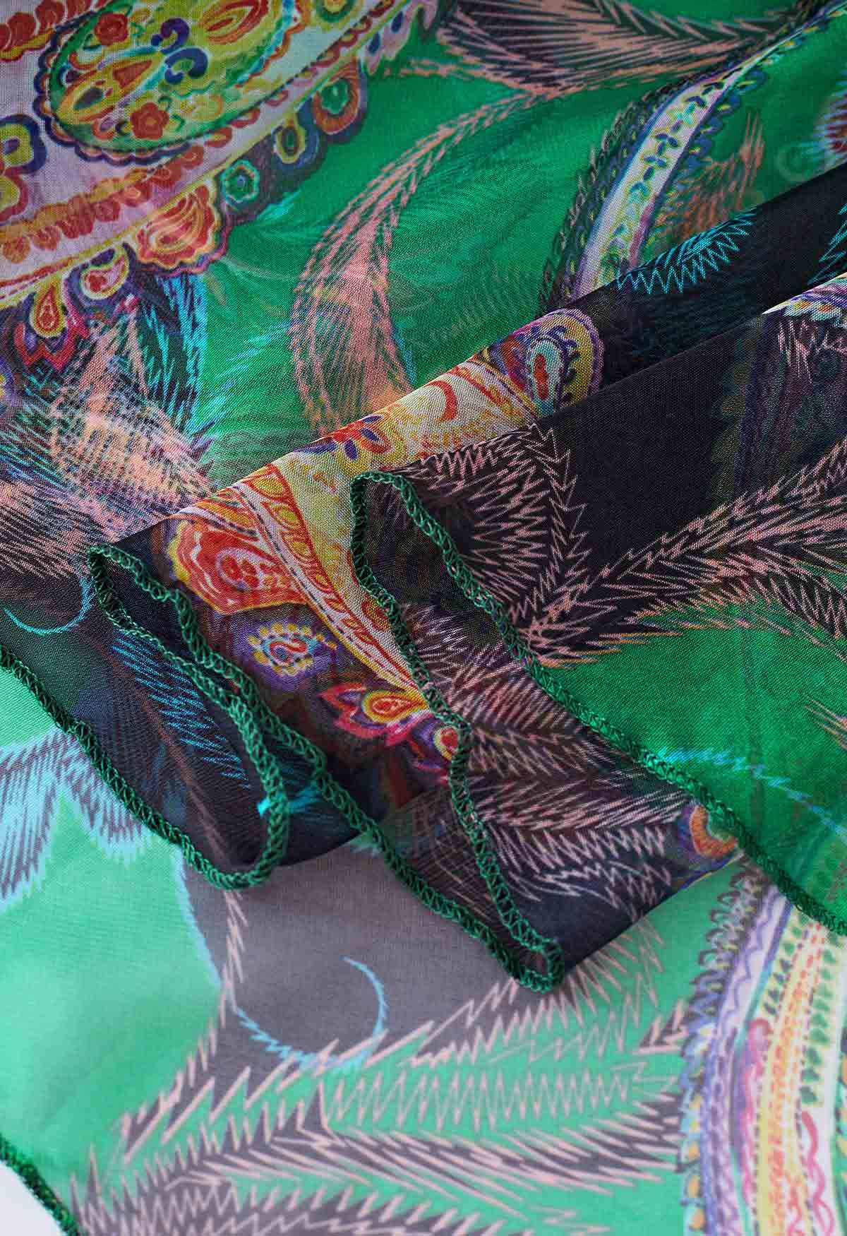 Emerald Green Paisley Printed Women Skirt in Lightweight Fabric with an Effortless Flow and Elegant Movement