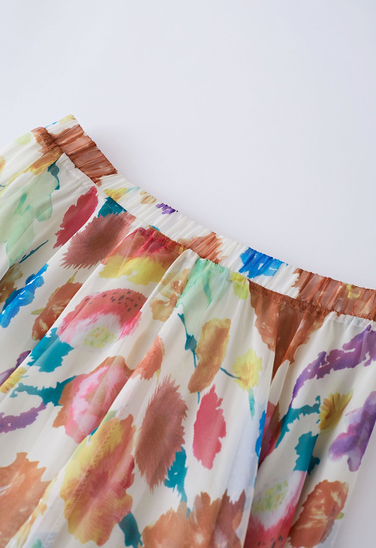 Women Pastel Bloom Artistry Maxi Skirt lightweight Airy and Flowing with Soft Draped Fabric for Chic and Comfortable Styling