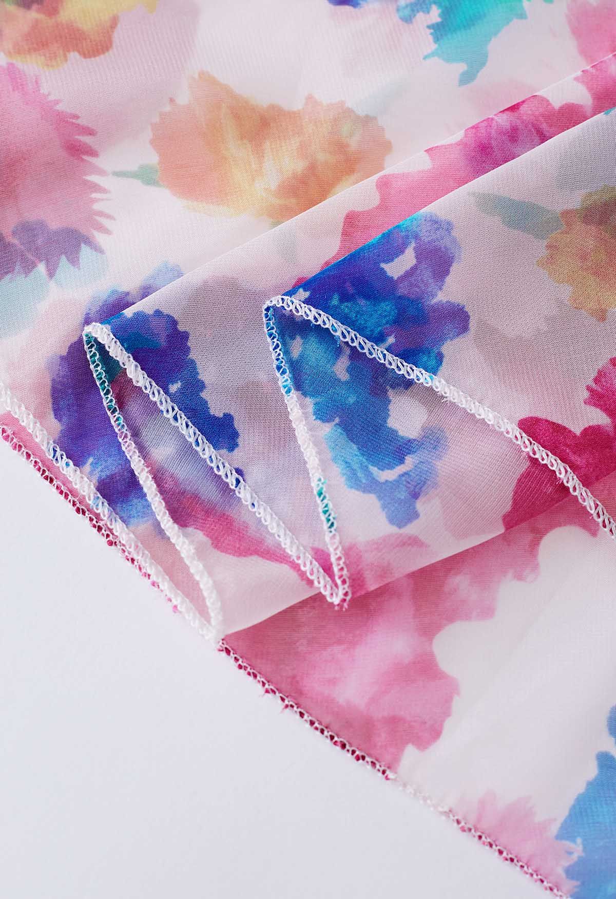 Pastel Bloom Watercolor Maxi Skirt