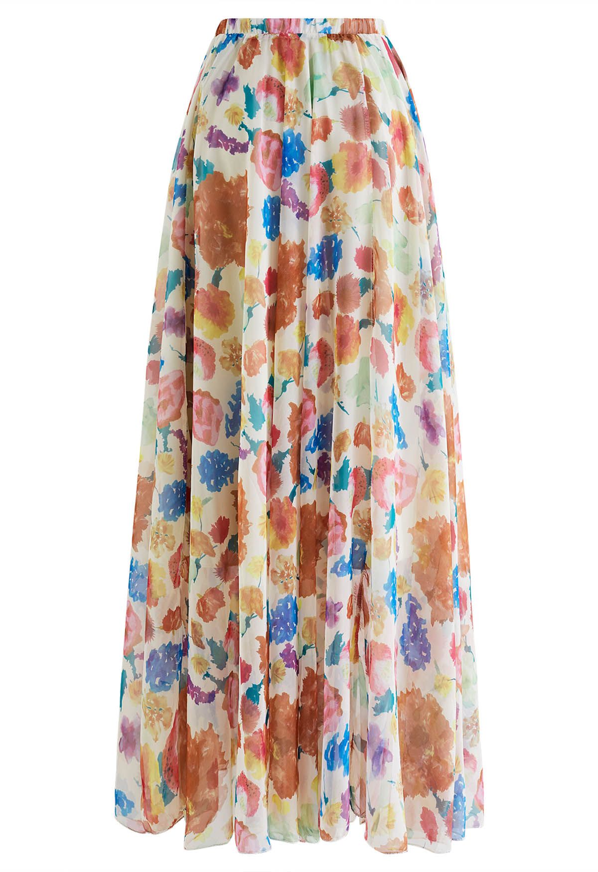 Women Pastel Bloom Artistry Maxi Skirt lightweight Airy and Flowing with Soft Draped Fabric for Chic and Comfortable Styling