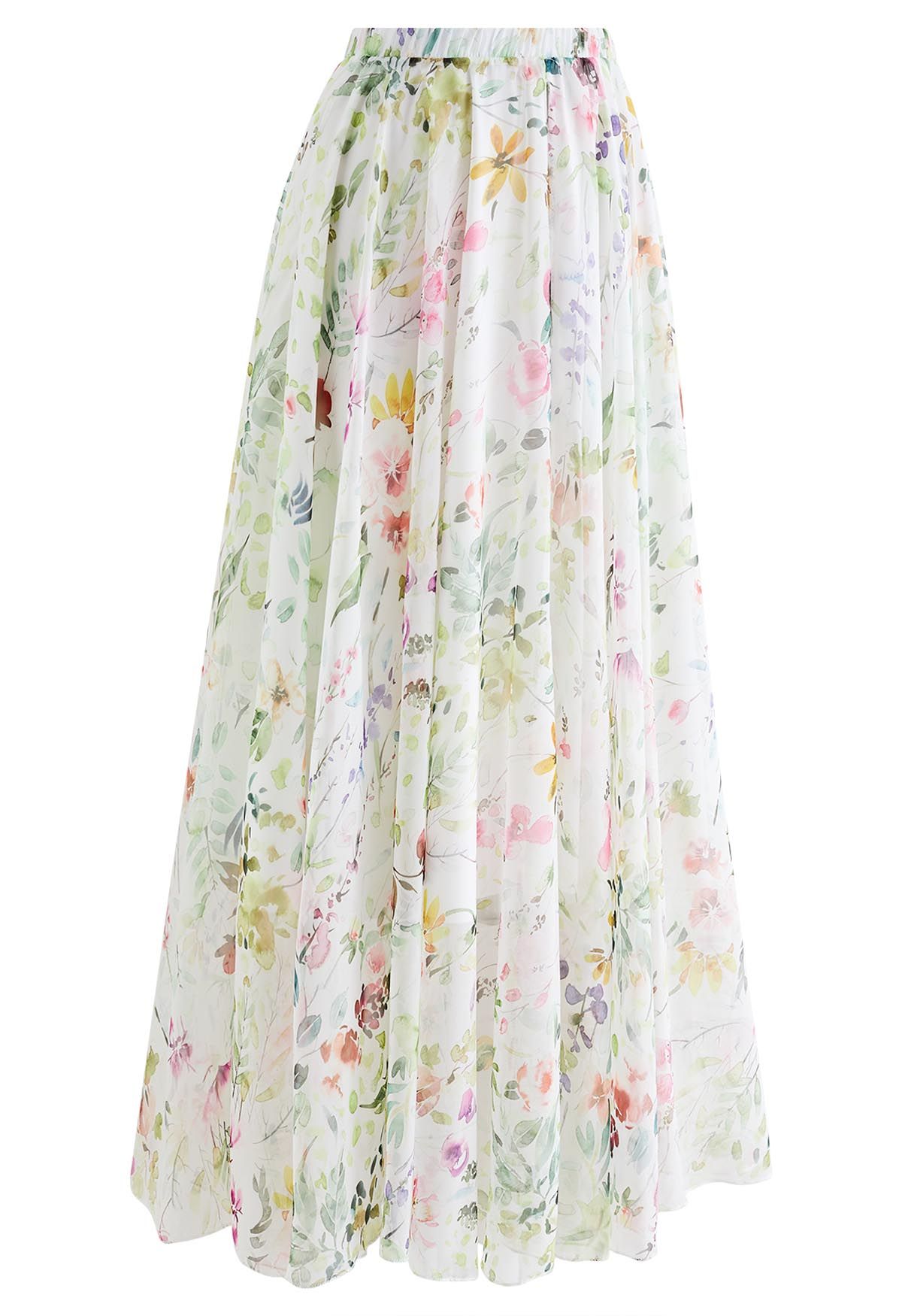 Ivory Garden Whisper Floral Maxi Skirt