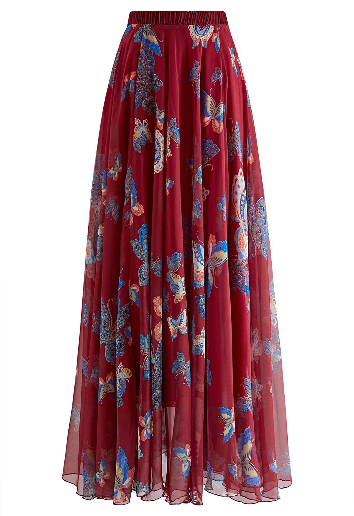 Burgundy Butterfly Grace Maxi Skirt
