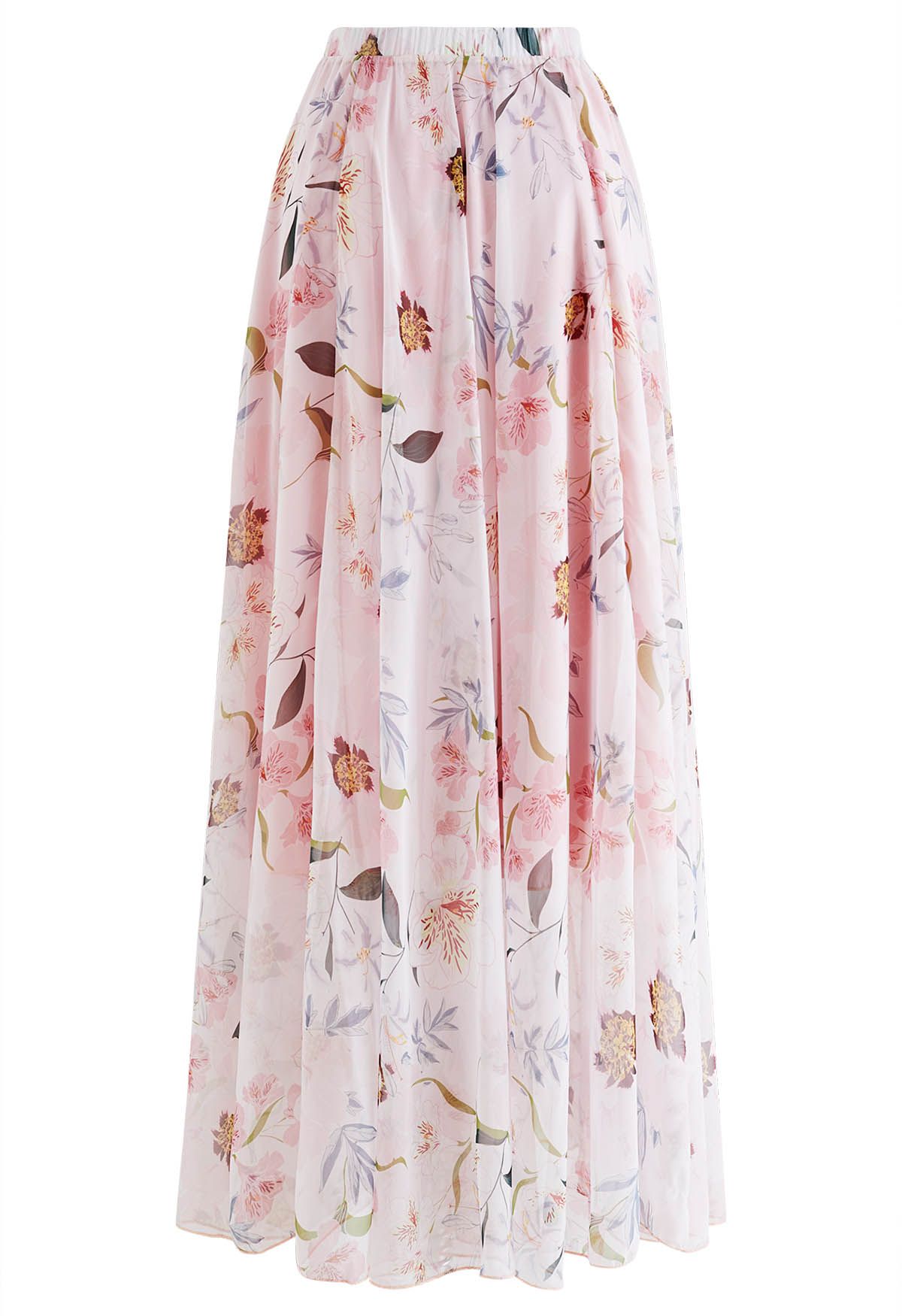 Blush Petal Dream Floral Maxi Skirt