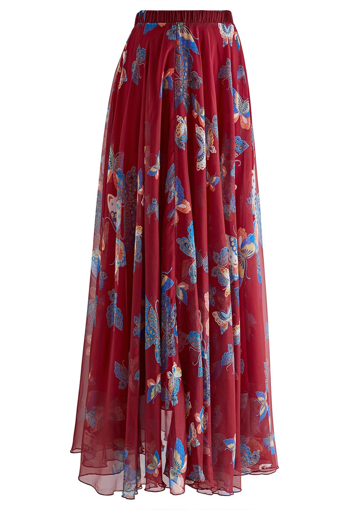 Burgundy Butterfly Grace Maxi Skirt