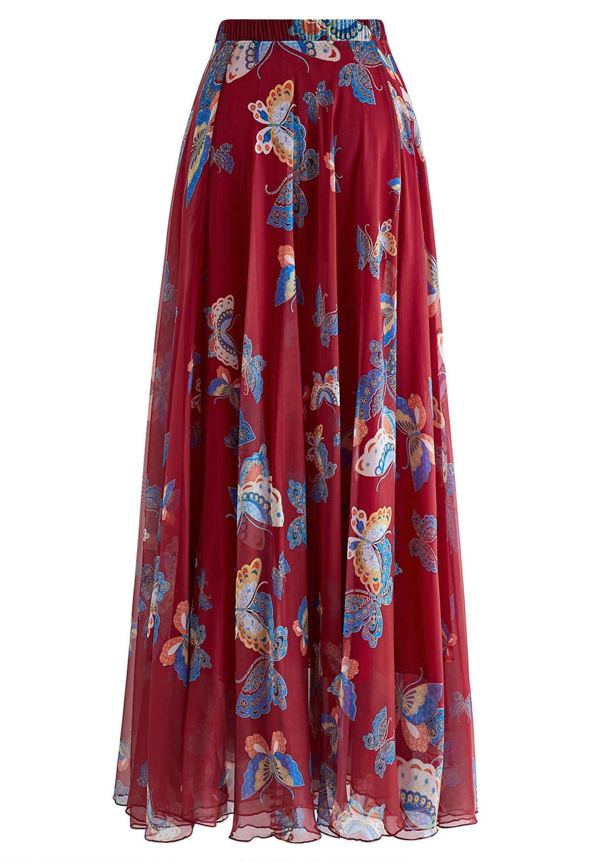 Burgundy Butterfly Grace Maxi Skirt