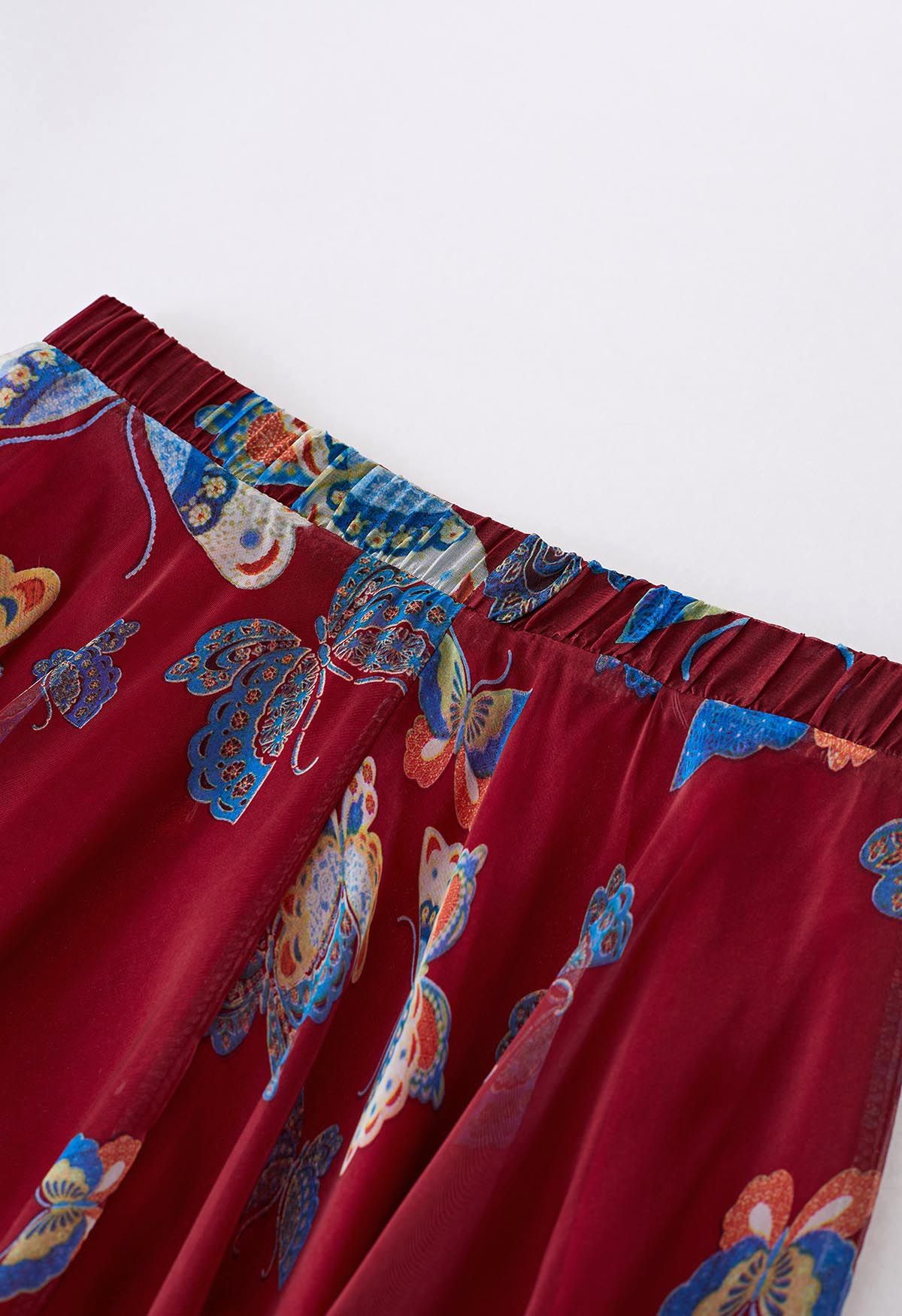 Burgundy Butterfly Grace Maxi Skirt