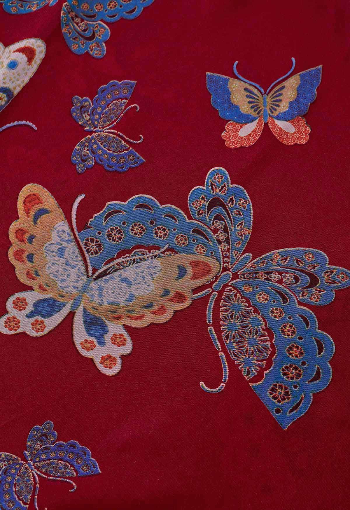 Burgundy Butterfly Grace Maxi Skirt
