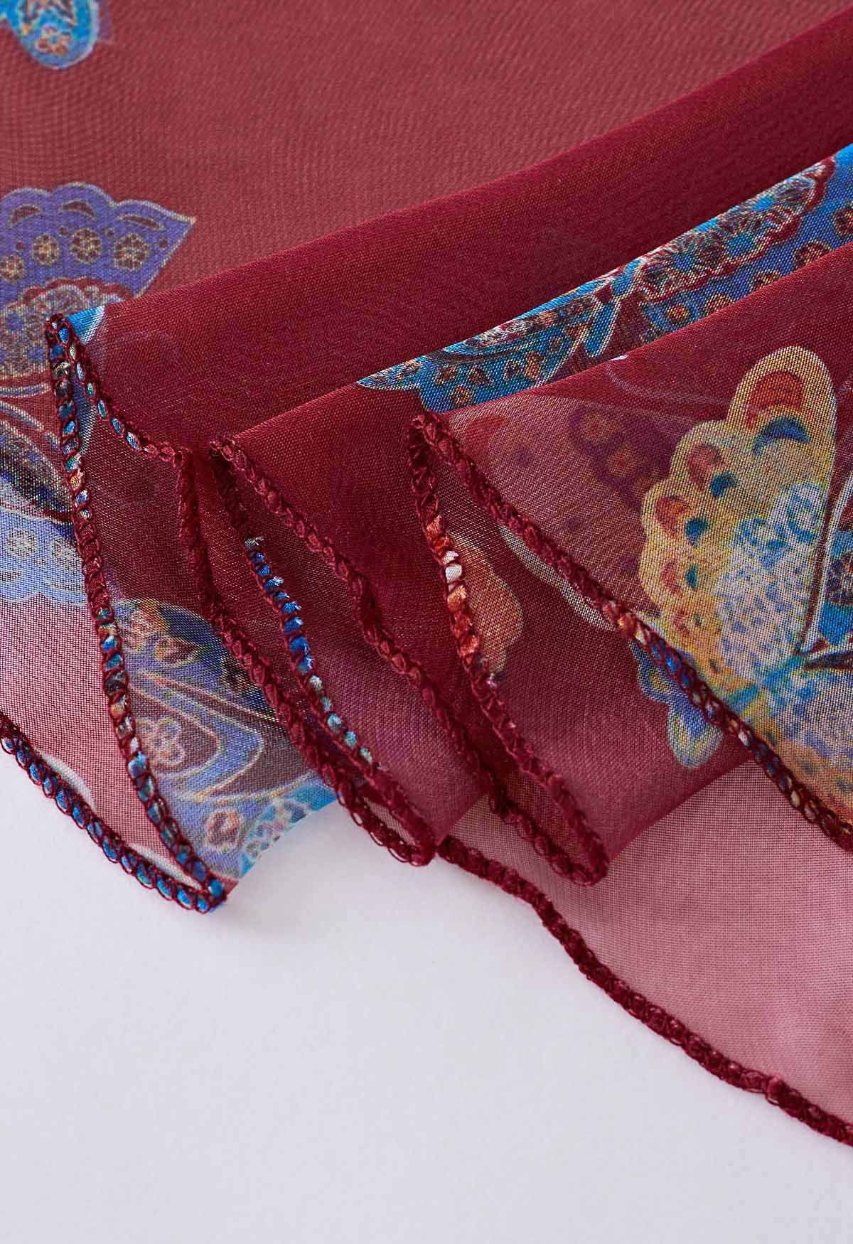 Burgundy Butterfly Grace Maxi Skirt