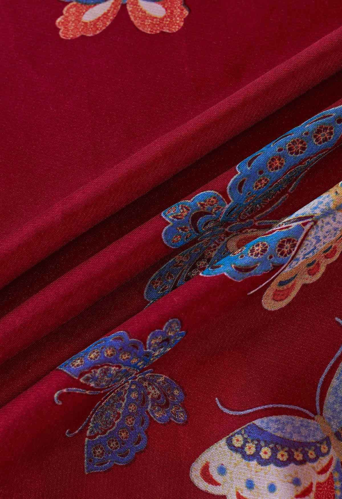Burgundy Butterfly Grace Maxi Skirt