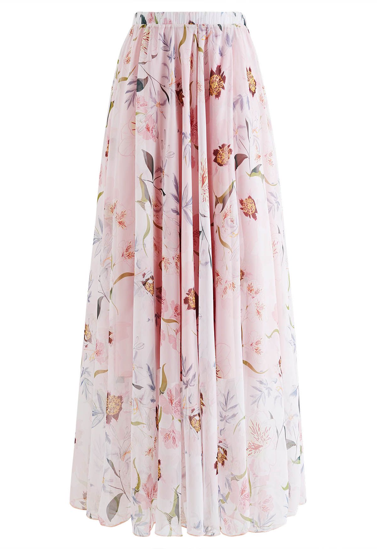 Blush Petal Dream Floral Maxi Skirt