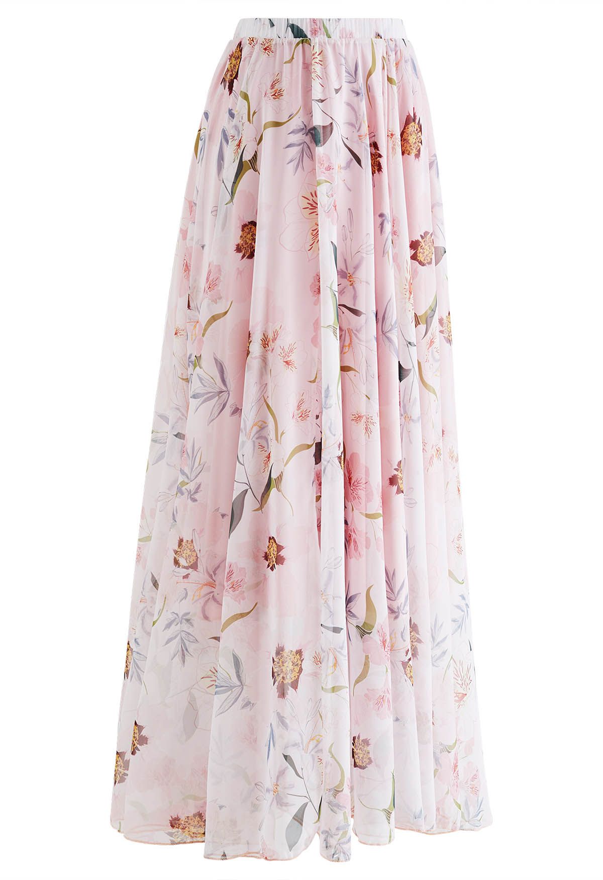 Blush Petal Dream Floral Maxi Skirt