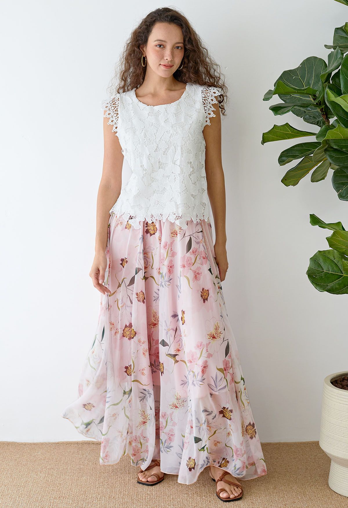 Blush Petal Dream Floral Maxi Skirt