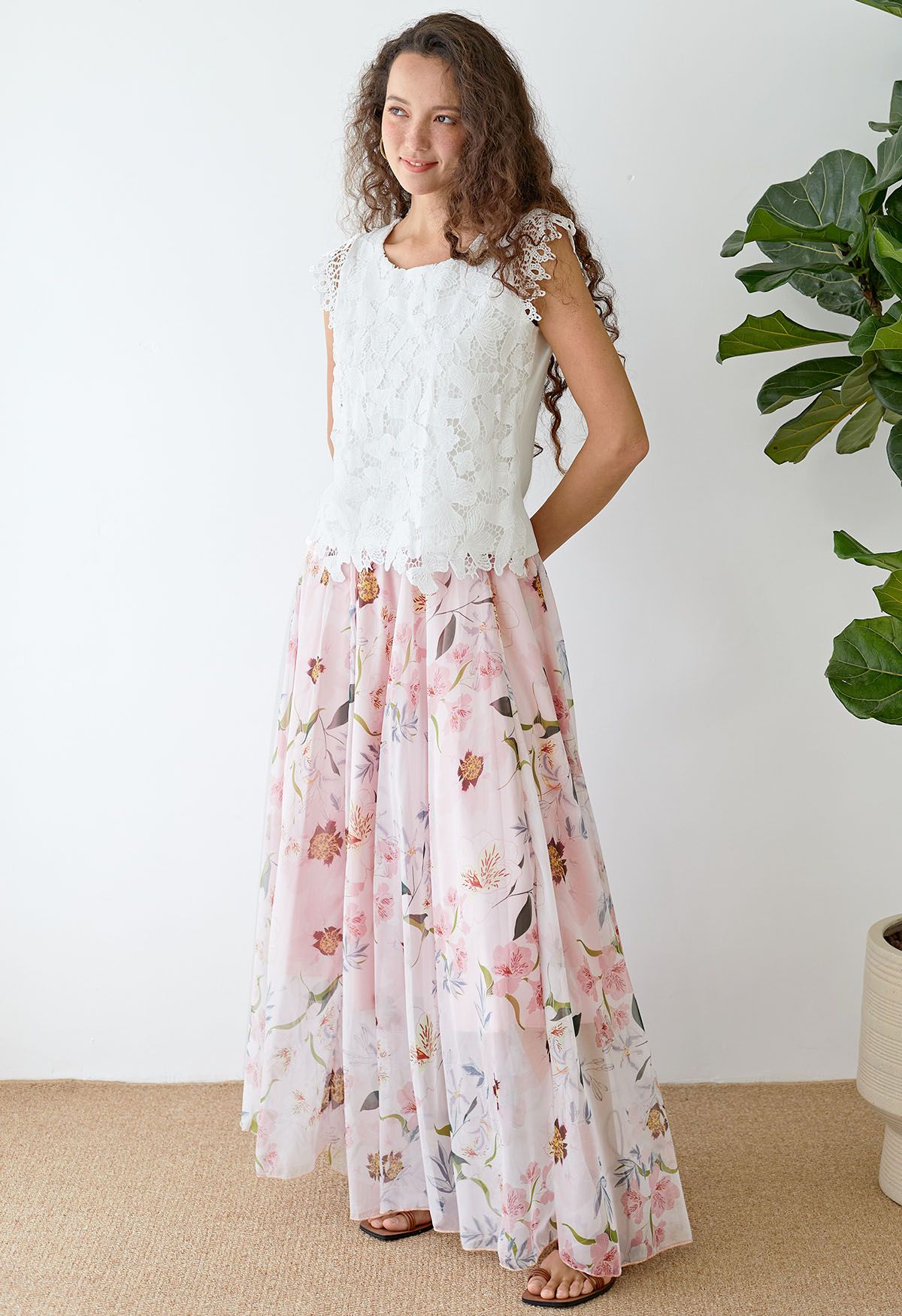 Blush Petal Dream Floral Maxi Skirt