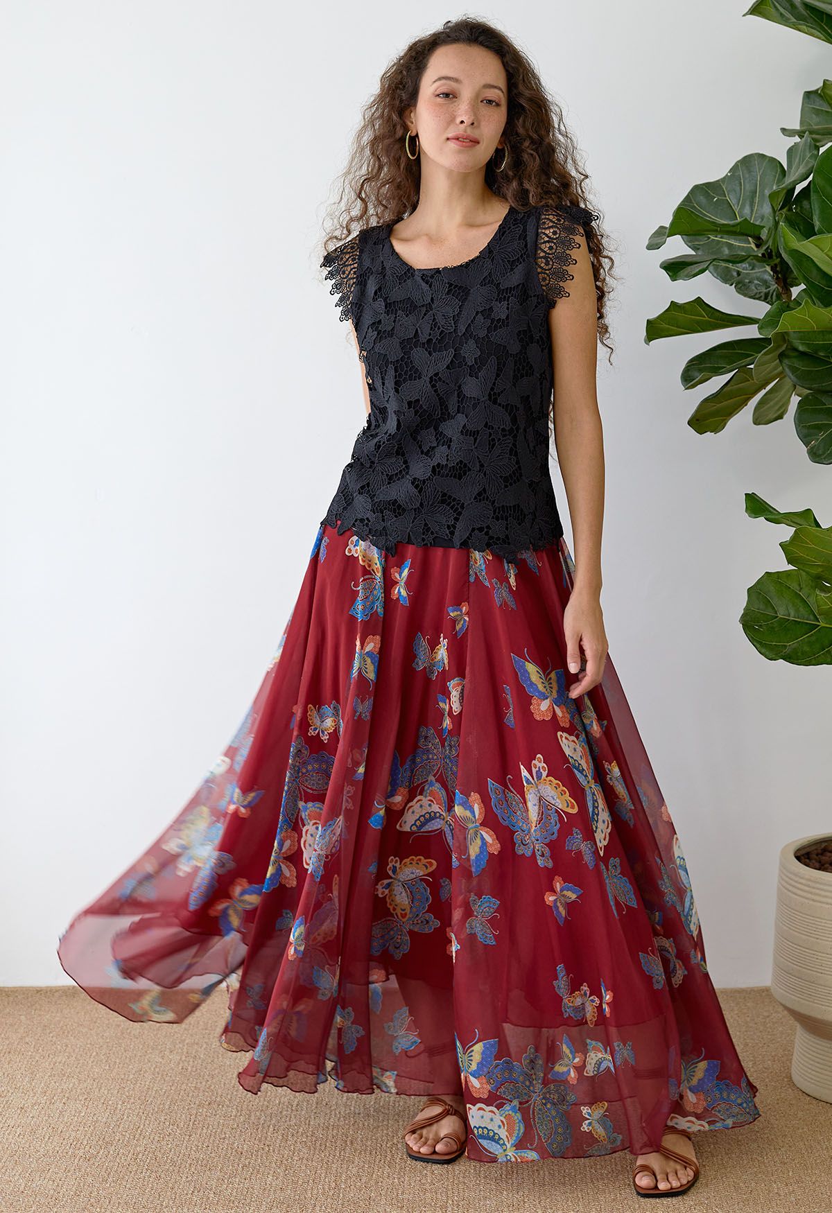 Burgundy Butterfly Grace Maxi Skirt