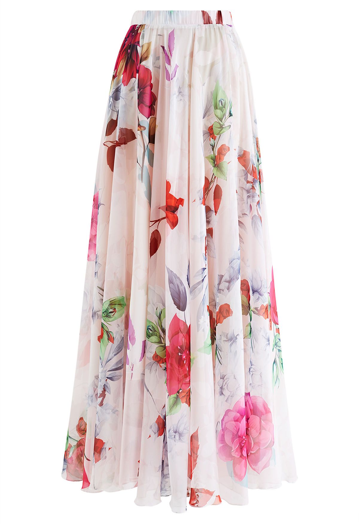 Rose Garden Elegance Floral Maxi Skirt