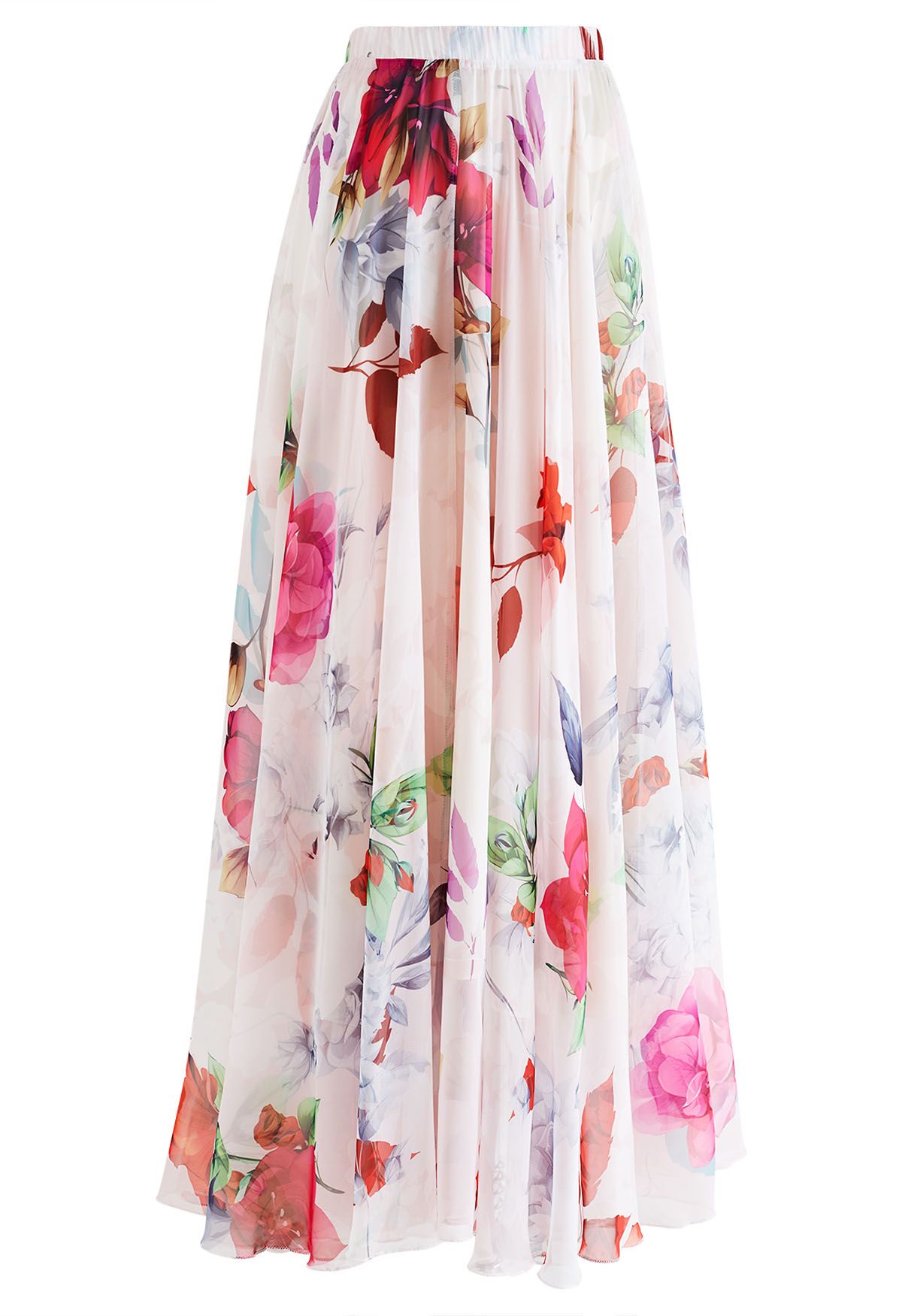Rose Garden Elegance Floral Maxi Skirt