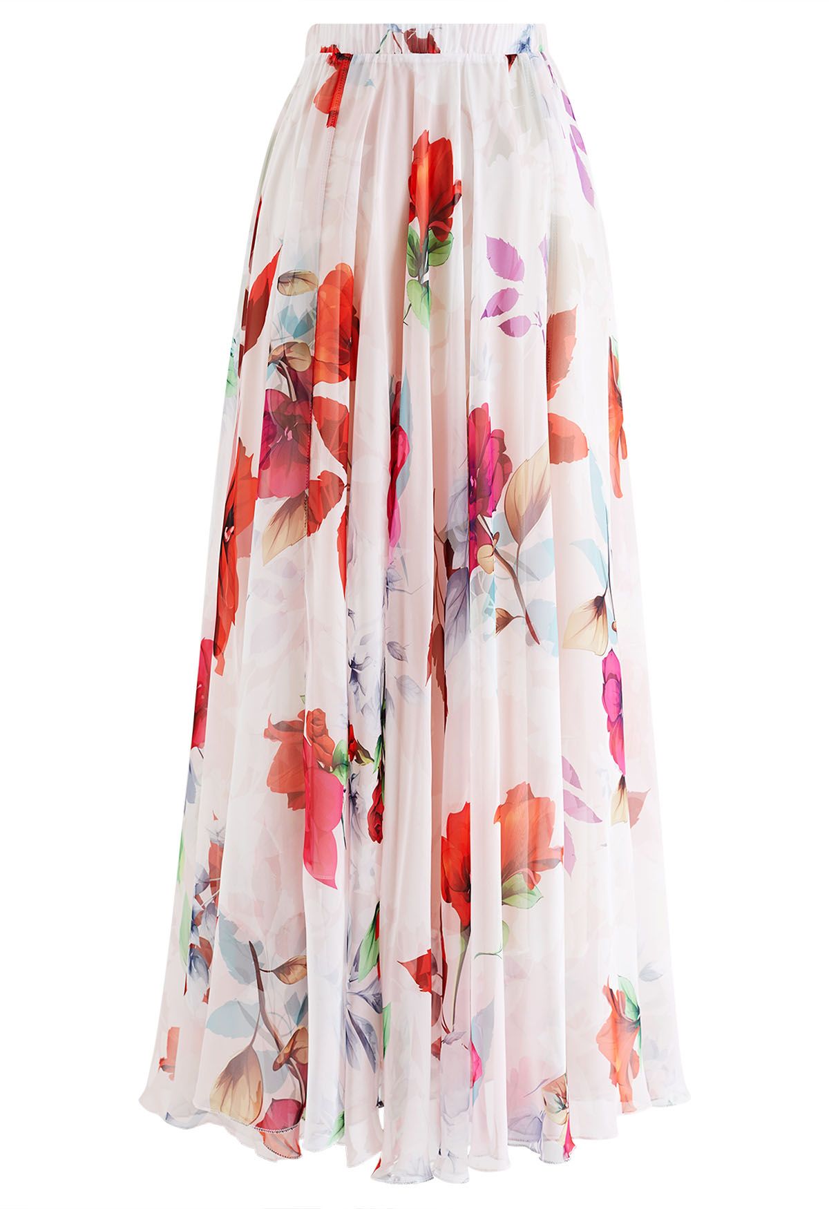 Ivory Rose Cascade Floral Maxi Skirt