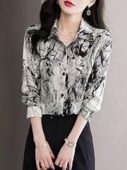 Monochrome Marble Print Shirt