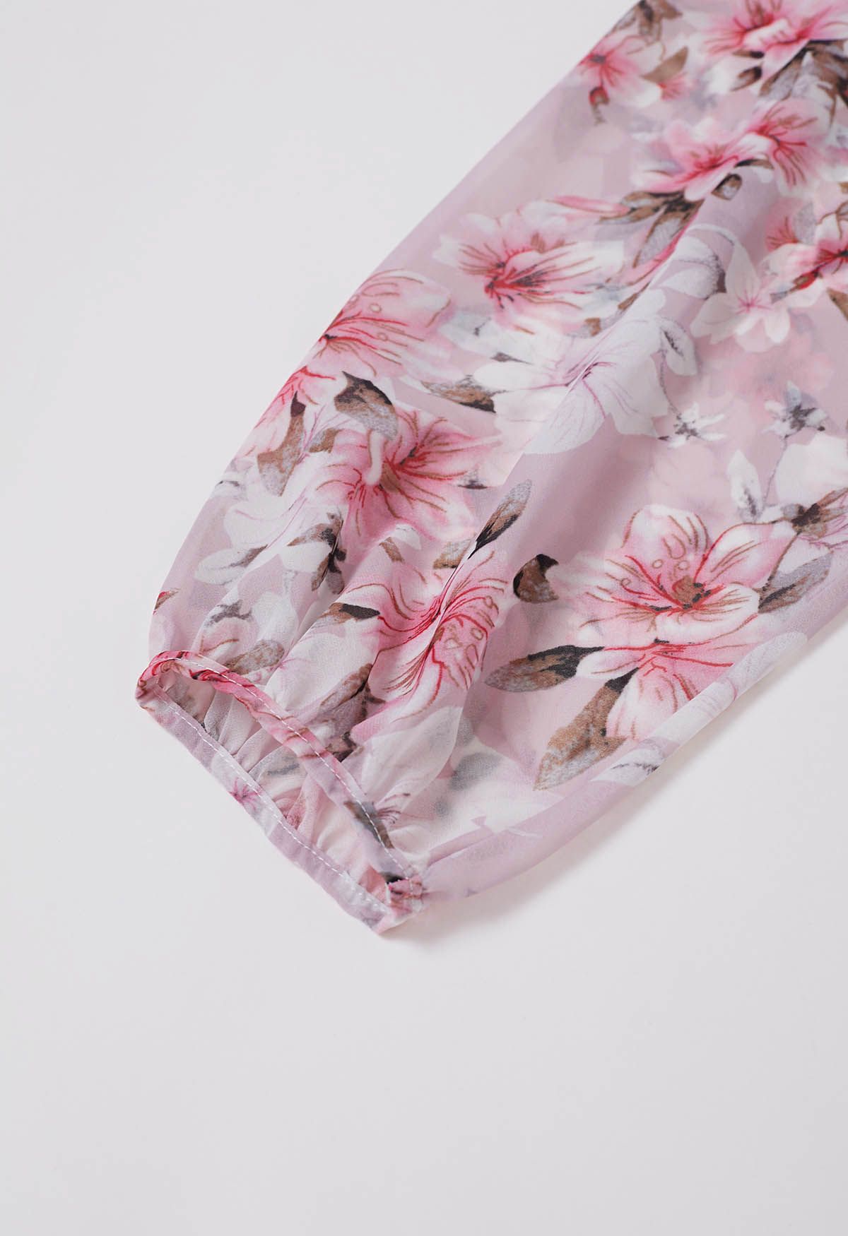 Blush Petal Pink Floral Printed Midi Dress Elegant Long Sleeve Fit & Flare Silhouette with Soft Flowing Fabric for Day & Evening Wear