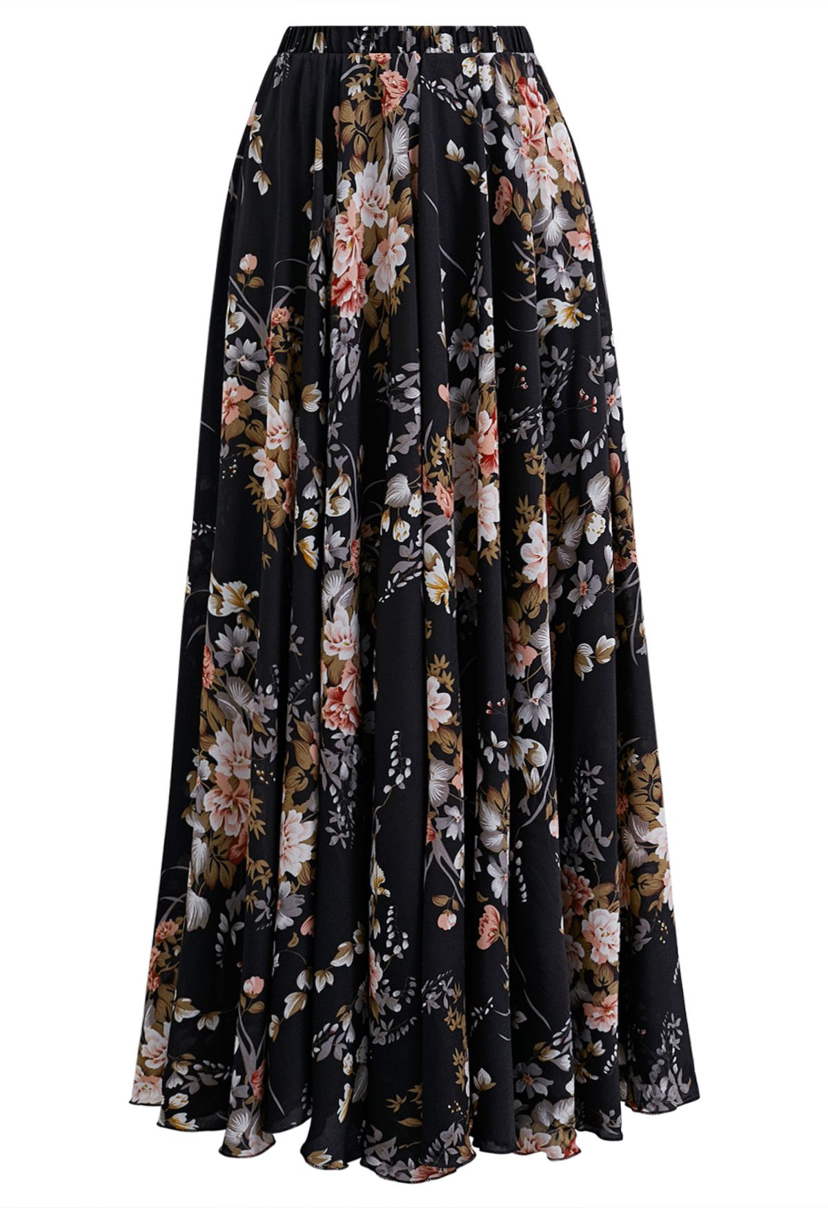 Midnight Bloom Floral Georgette Maxi Skirt for Women Lightweight Airy and Perfectly Flowing for Casual Festive  or Evening Occasions
