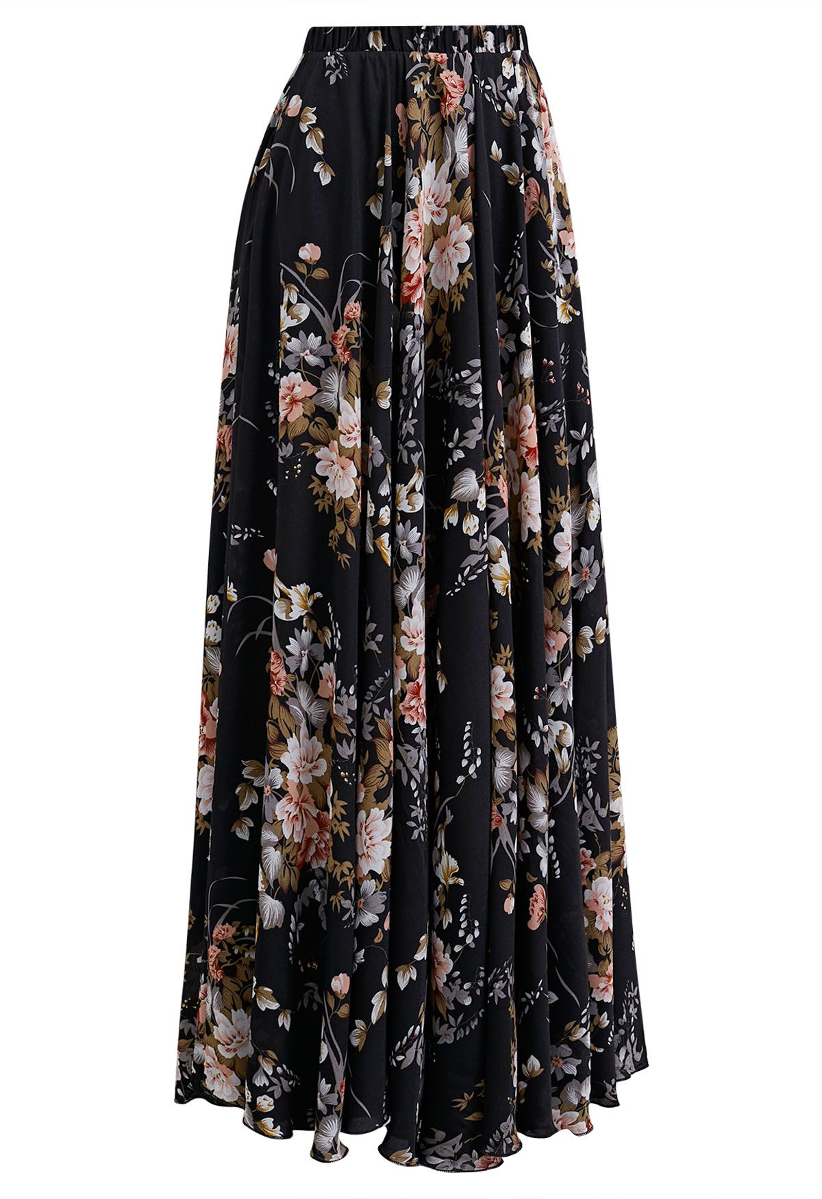 Midnight Bloom Floral Georgette Maxi Skirt for Women Lightweight Airy and Perfectly Flowing for Casual Festive  or Evening Occasions