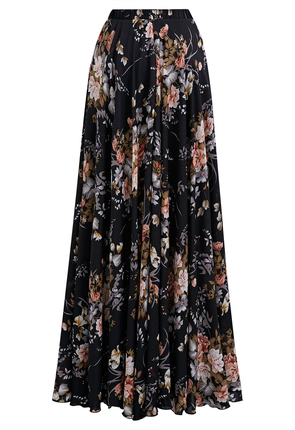 Midnight Bloom Floral Georgette Maxi Skirt for Women Lightweight Airy and Perfectly Flowing for Casual Festive  or Evening Occasions
