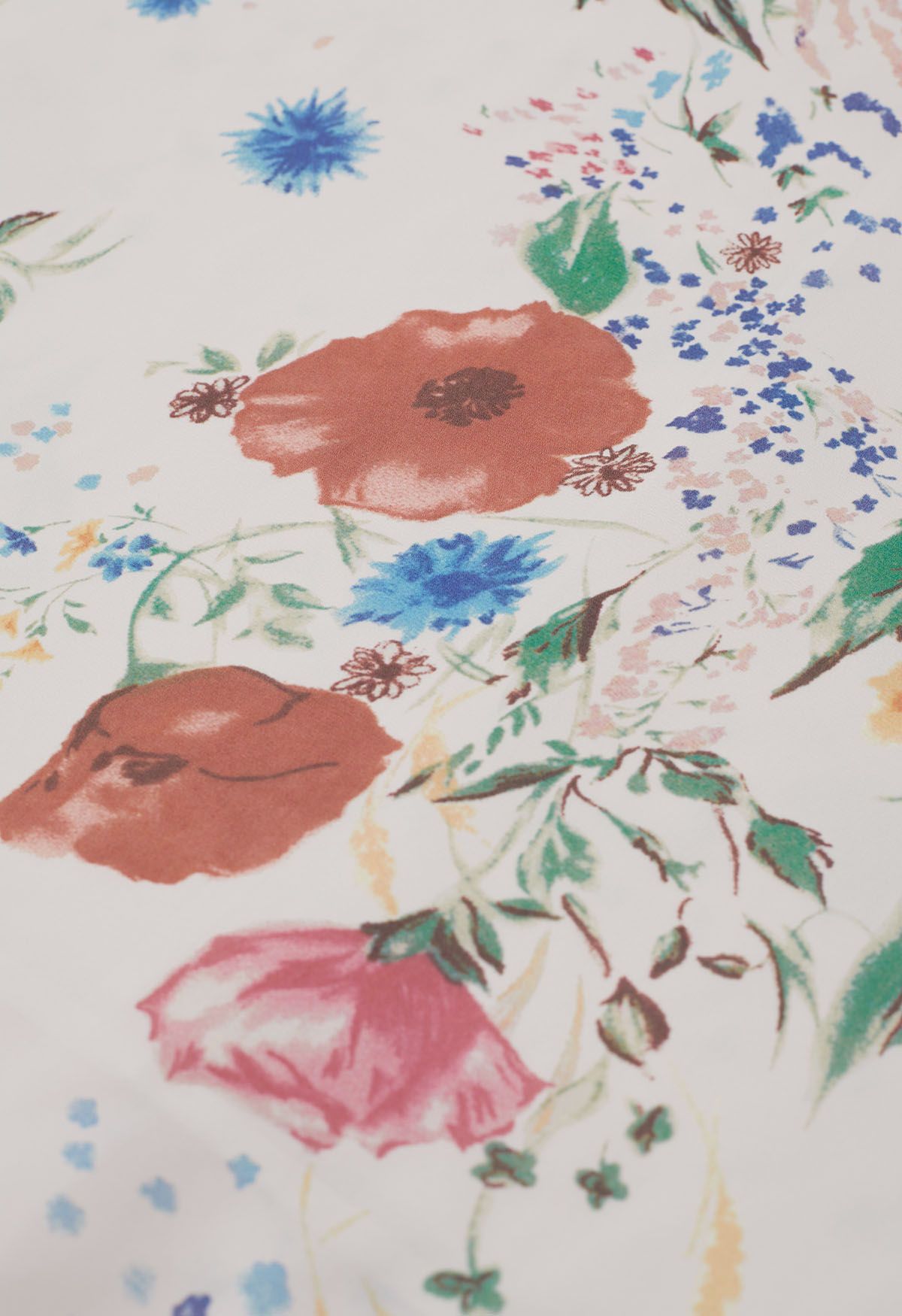 Ivory Rose Bloom Floral Printed Slip Midi Dress Elegant Spaghetti Strap Silhouette with Soft Flowing Fabric for Brunch, Vacation & Evening Wear