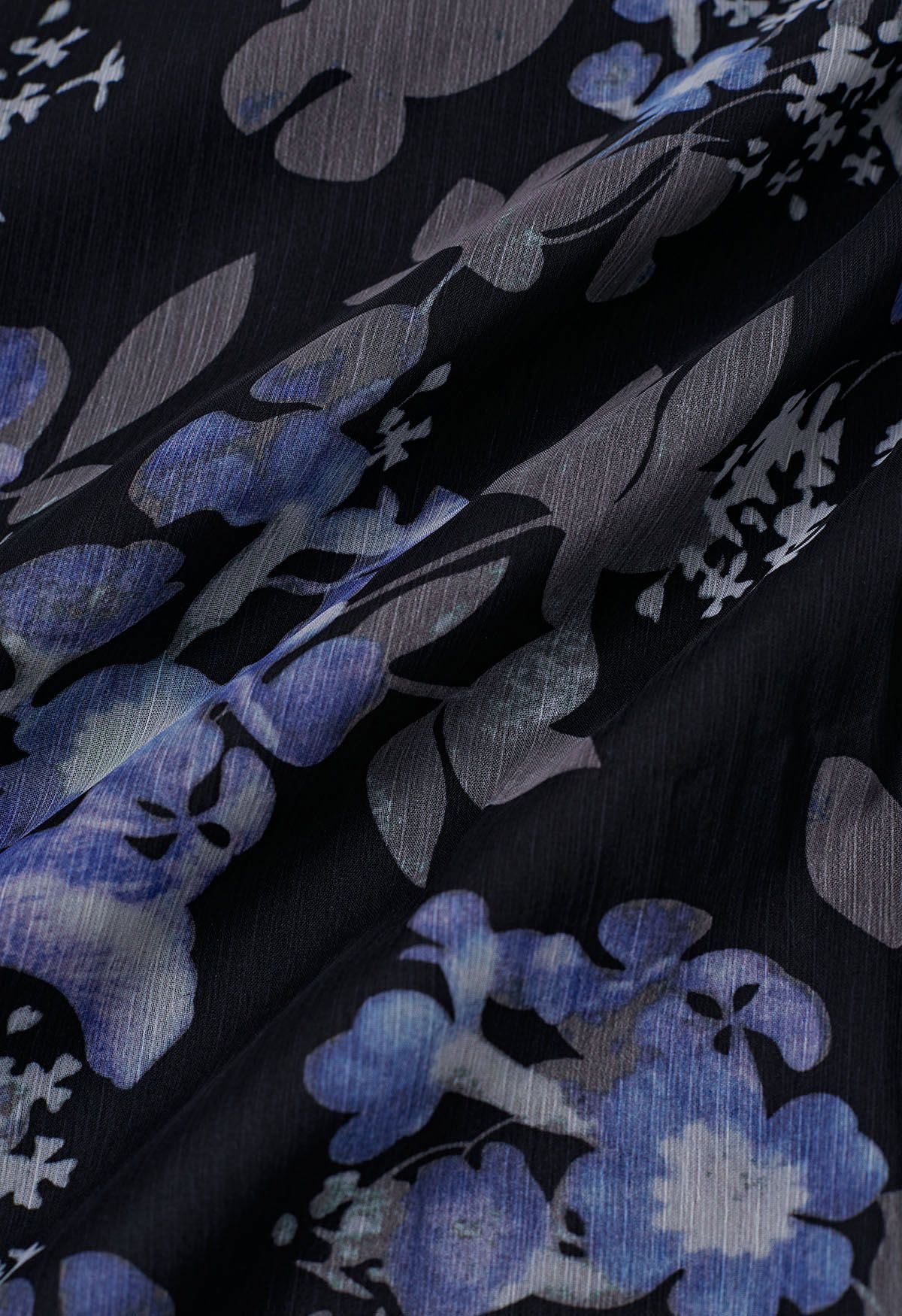 The Midnight Azure Bloom Ruffle full sleeve Maxi Dress