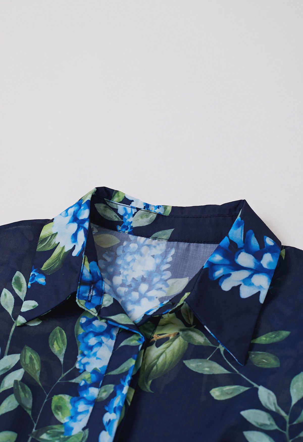 Midnight Bloom Navy Blue Floral Printed Midi Dress with Belt  Elegant A Line Silhouette, Button Down Front & Soft Flowing Fabric for Day to Evening Wear
