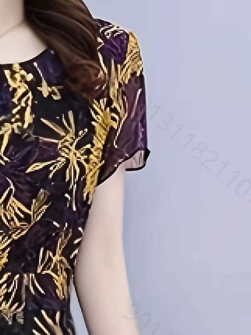 The "Midnight Bloom" Botanical A-Line Gown