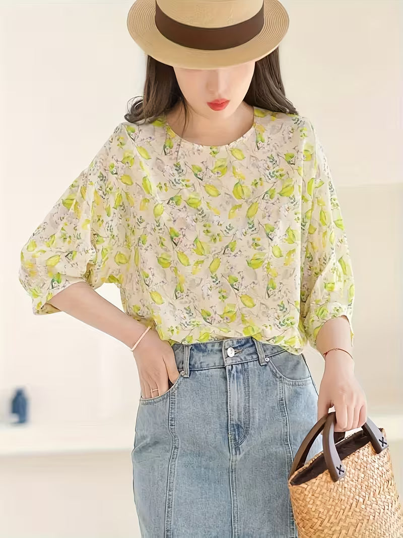 The Lemon Blossom Floral Print Top