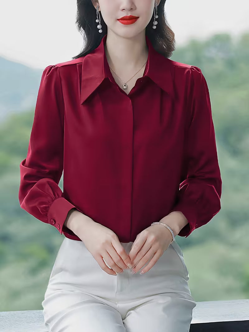 Signature Mulberry Silk Bishop-Sleeve Shirt