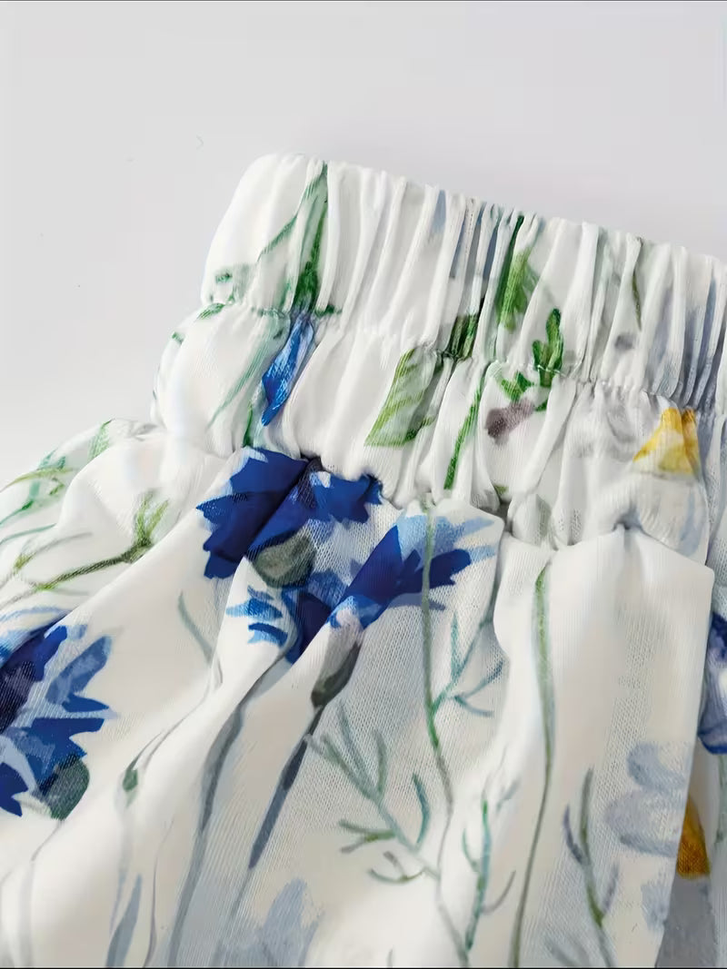 Floral Grace Cotton Flared Skirt