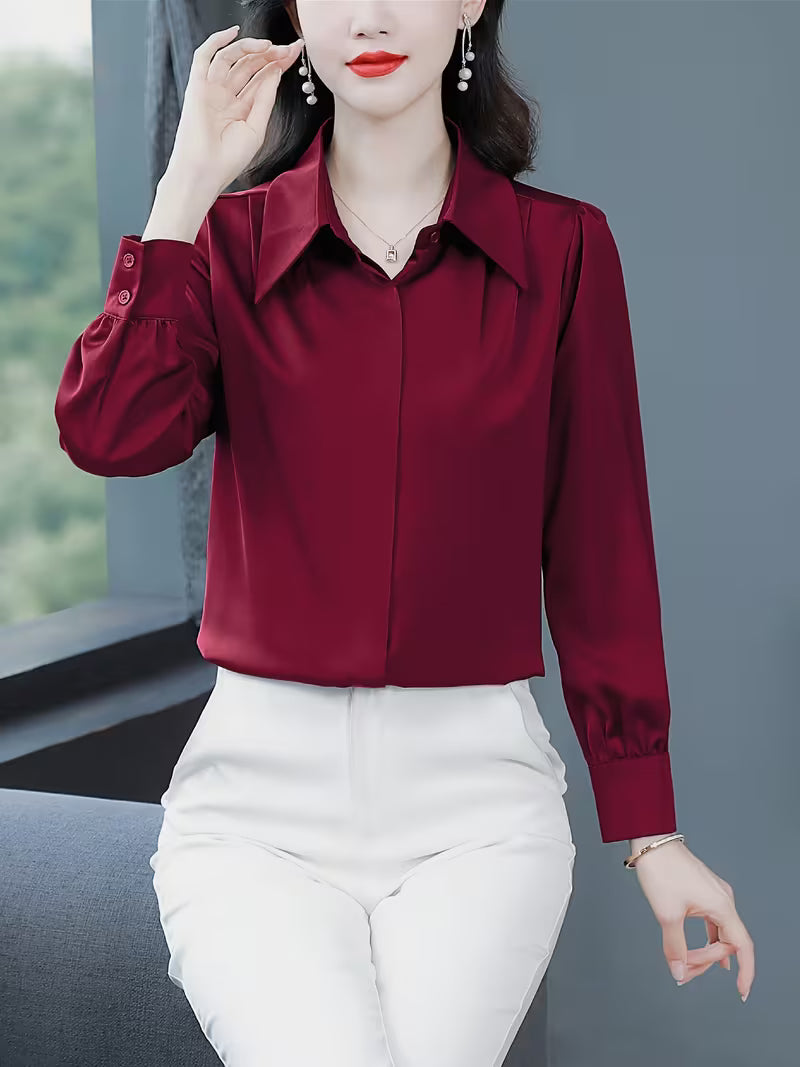 Signature Mulberry Silk Bishop-Sleeve Shirt