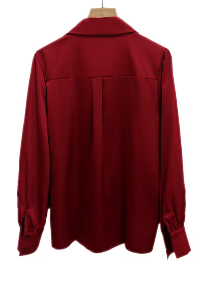 Signature Mulberry Silk Bishop-Sleeve Shirt