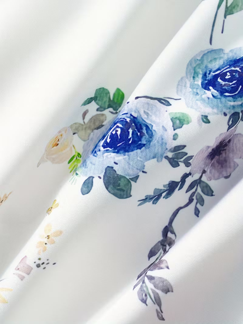 White Floral Printed Rayon Crepe Long Skirt