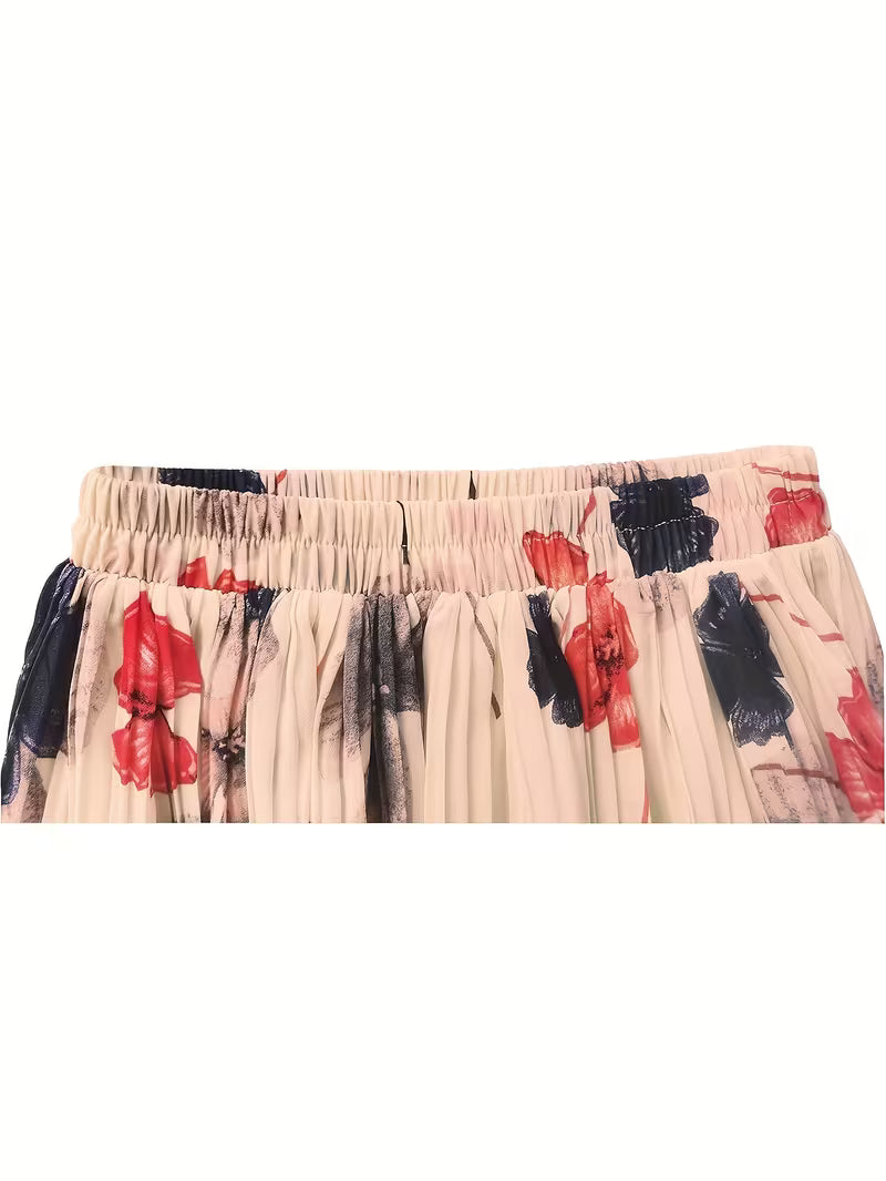 Elegant Modern Floral Maxi Skirt  Airy Flowing Design with Subtle Contemporary Blooms for Day to Evening Wear