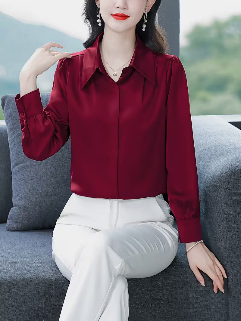 Signature Mulberry Silk Bishop-Sleeve Shirt