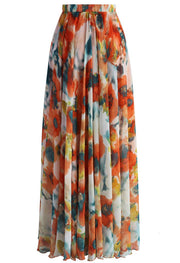 Sunset Canvas Multicolor Floral Print Flared Maxi Skirt