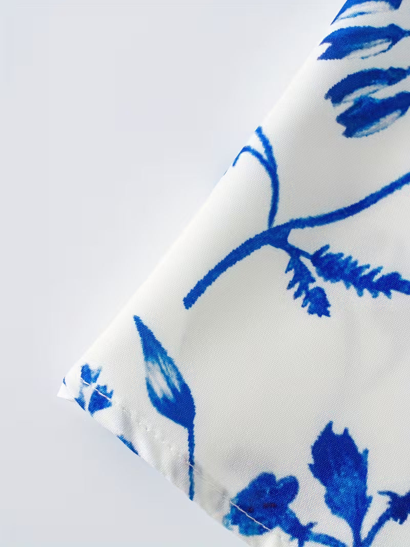 Azure Floral Elegance Maxi Skirt