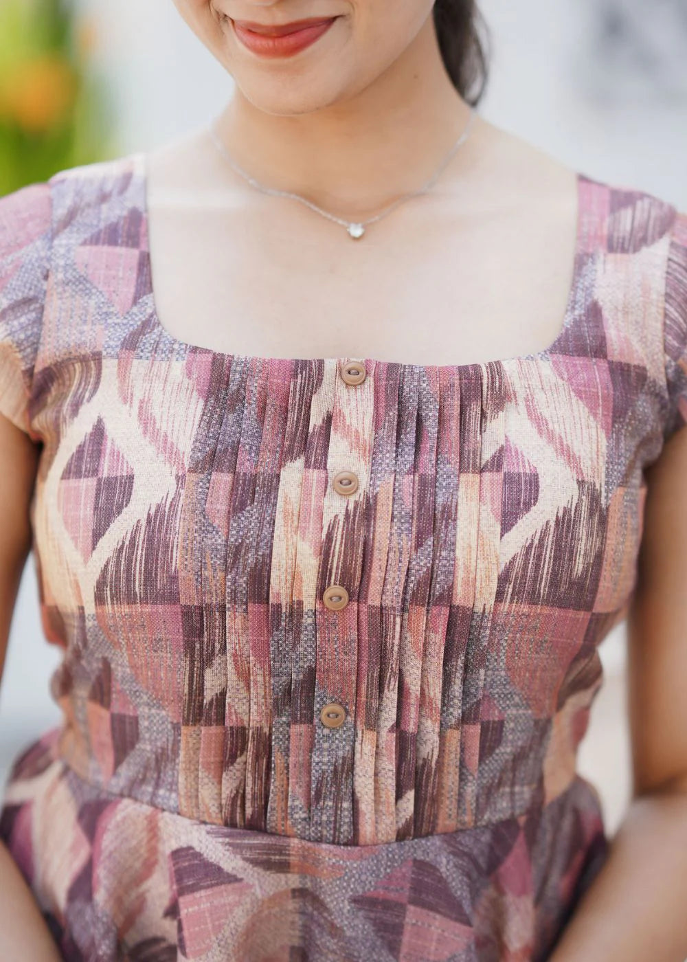 Multicolor abstract print tissue Geometric Patterned dress