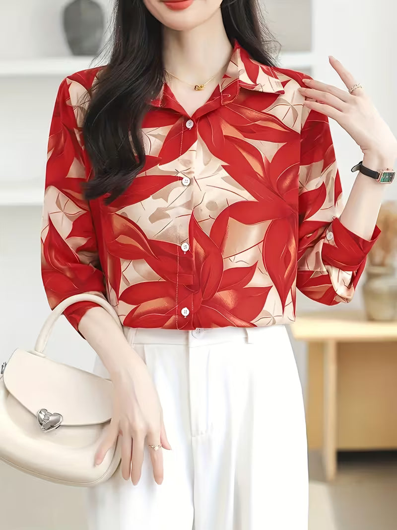 This bold and stylish,leaf print shirt