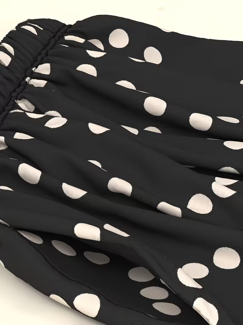 Black & White Polka Dot Rayon Crepe Skirt