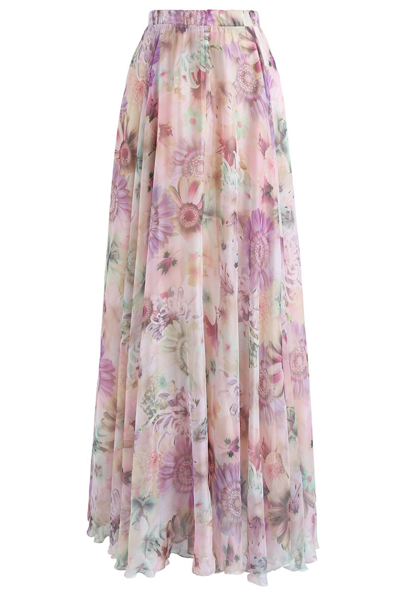 The Pastel Meadow Floral Maxi Skirt