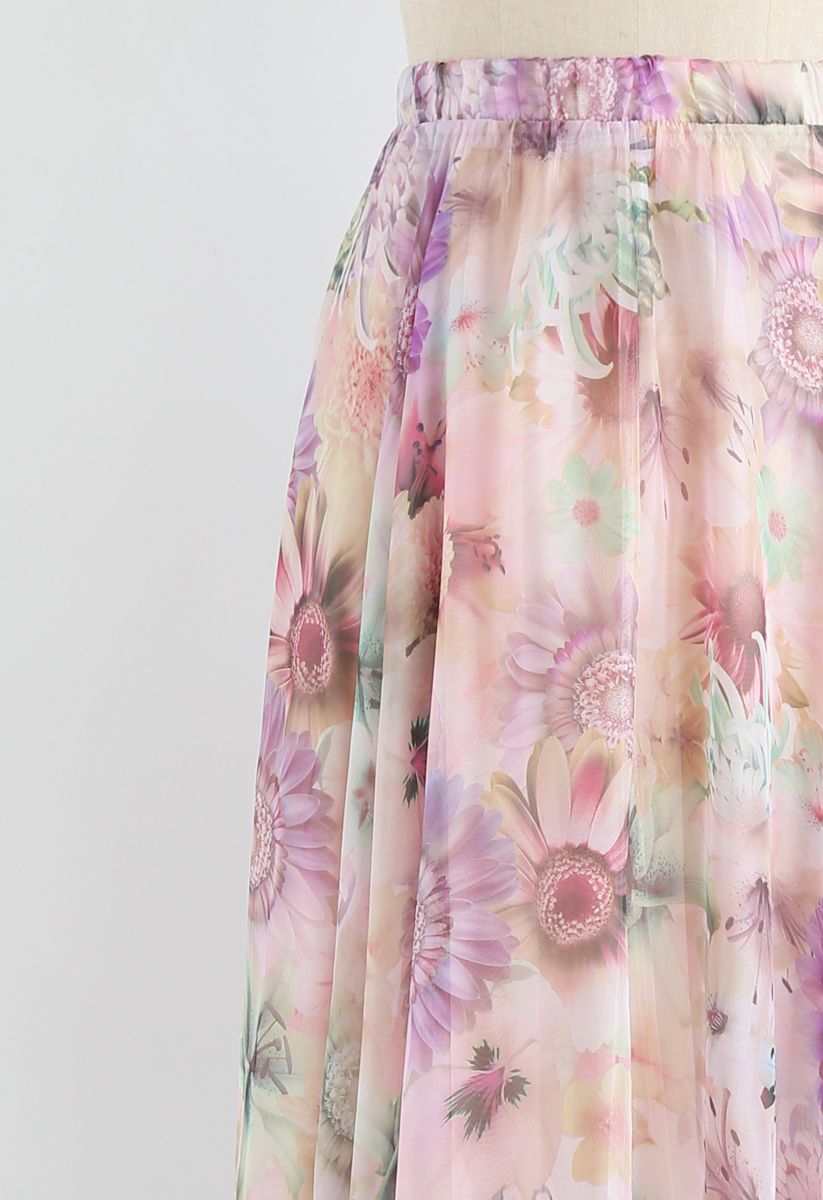 The Pastel Meadow Floral Maxi Skirt