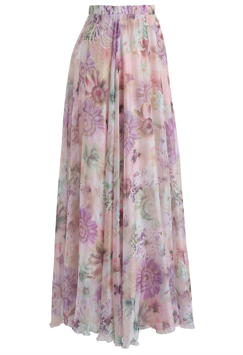 The Pastel Meadow Floral Maxi Skirt